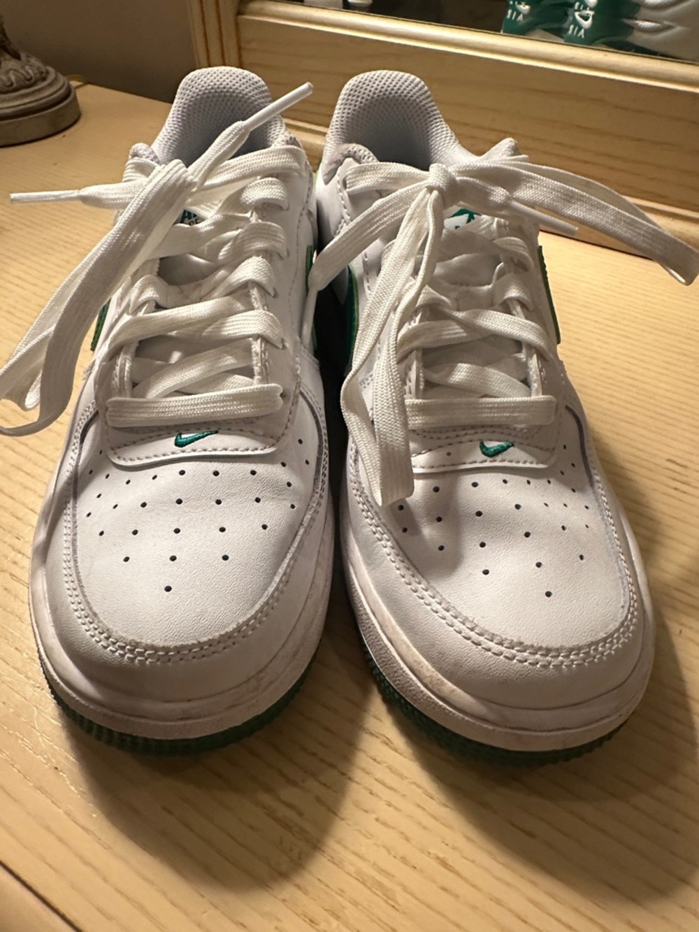 Nike White Sneakers with Green Accents